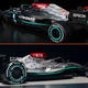 A side by side comparison of the 2022 and 2021 Mercedes F1 cars.